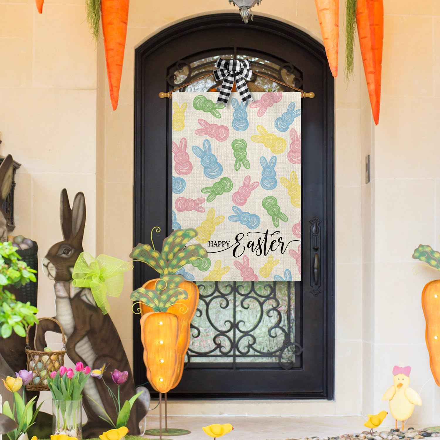 AVOIN colorlife Bunny design flag, readable from both sides for outdoor visibility.