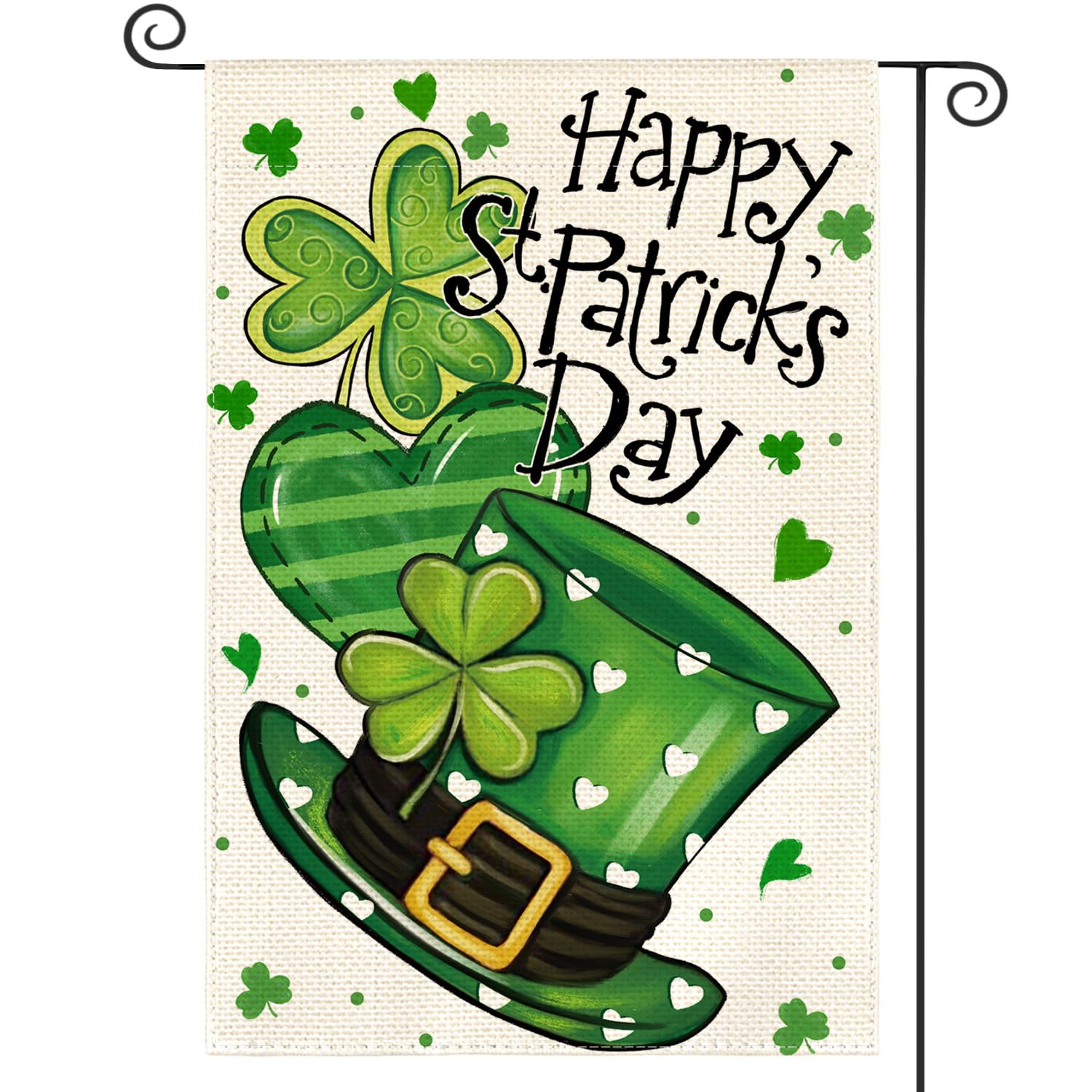 AVOIN colorlife garden flag with double-sided shamrock design enhances outdoor curb appeal.