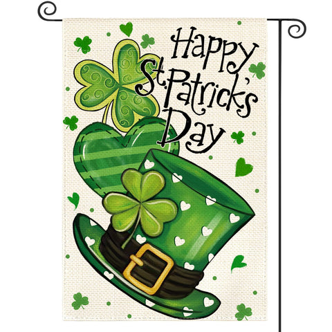 AVOIN colorlife garden flag with double-sided shamrock design enhances outdoor curb appeal.