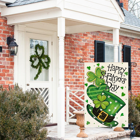 AVOIN colorlife garden flag features lucky clover to celebrate seasonal decor.