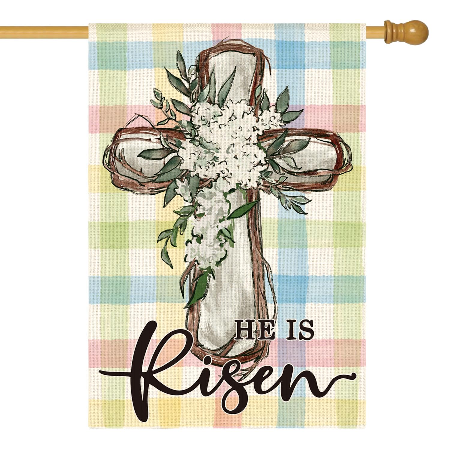 AVOIN colorlife He Is Risen Easter flag, double-sided outdoor decoration