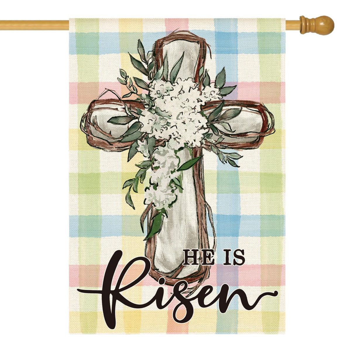 AVOIN colorlife He Is Risen Easter flag, double-sided outdoor decoration