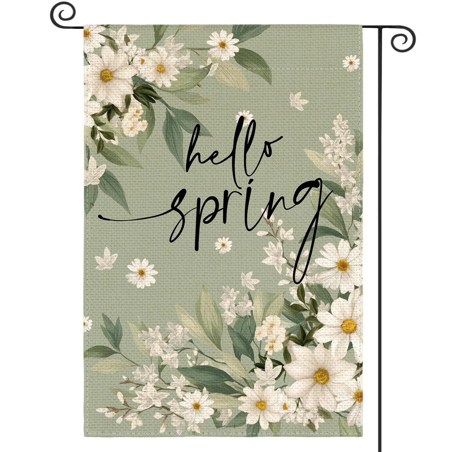AVOIN colorlife Hello Spring Daisy garden flag features bright daisies to welcome guests.