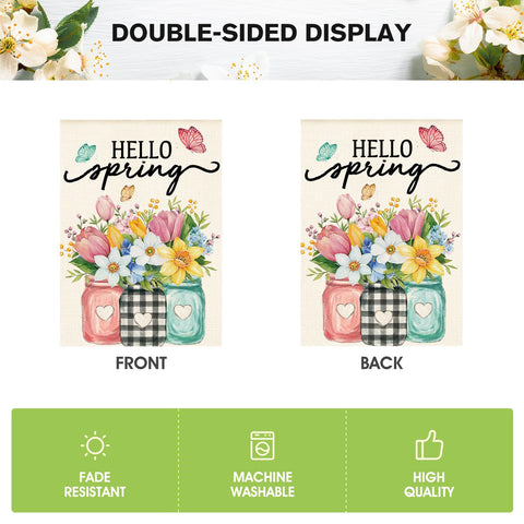 AVOIN colorlife Hello Spring flag is machine washable for simple care.
