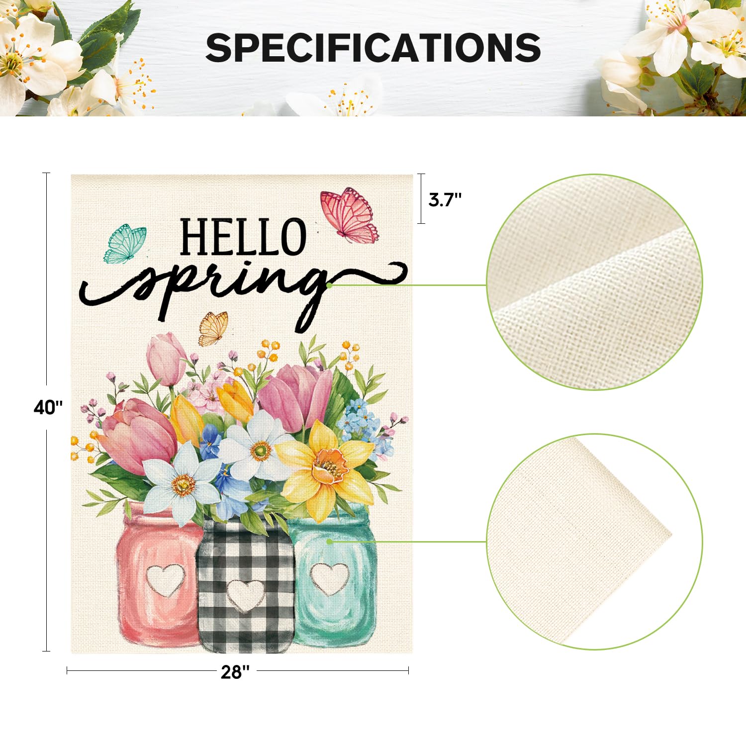 AVOIN colorlife Hello Spring flag includes a pole sleeve for easy hanging.