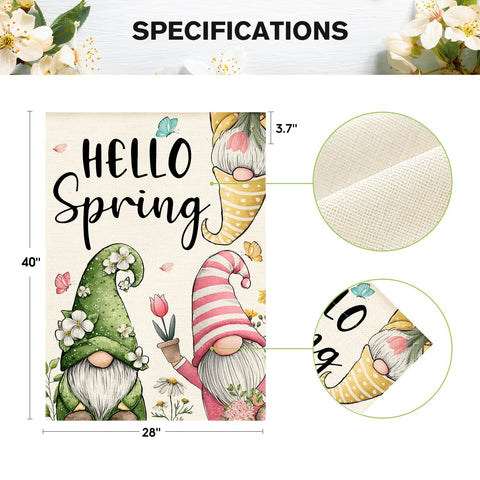 AVOIN colorlife Hello Spring flag with sleeve and pole attachment ready to hang.