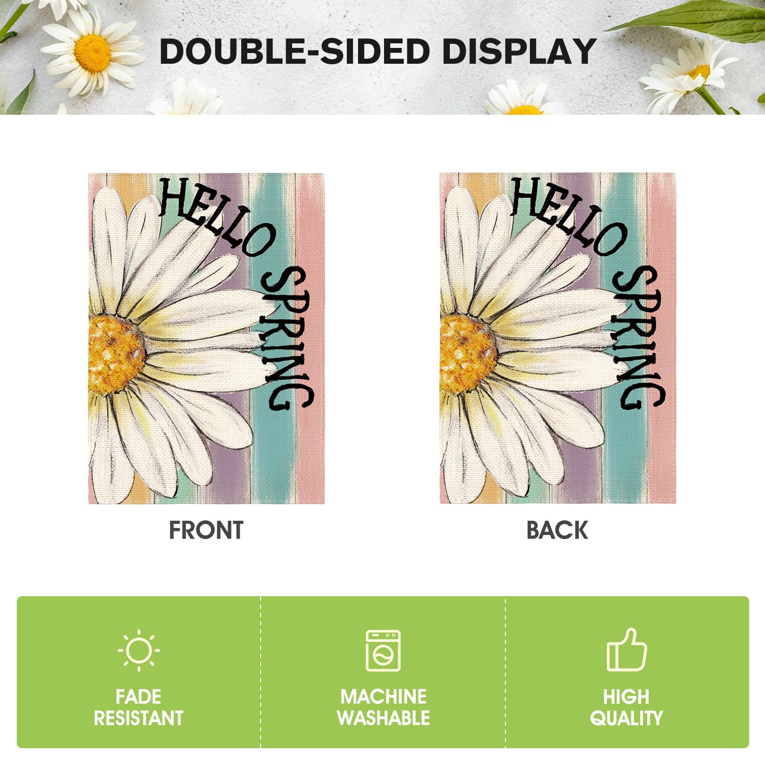 Double-sided print ensures visibility from all sides for welcoming entryways.