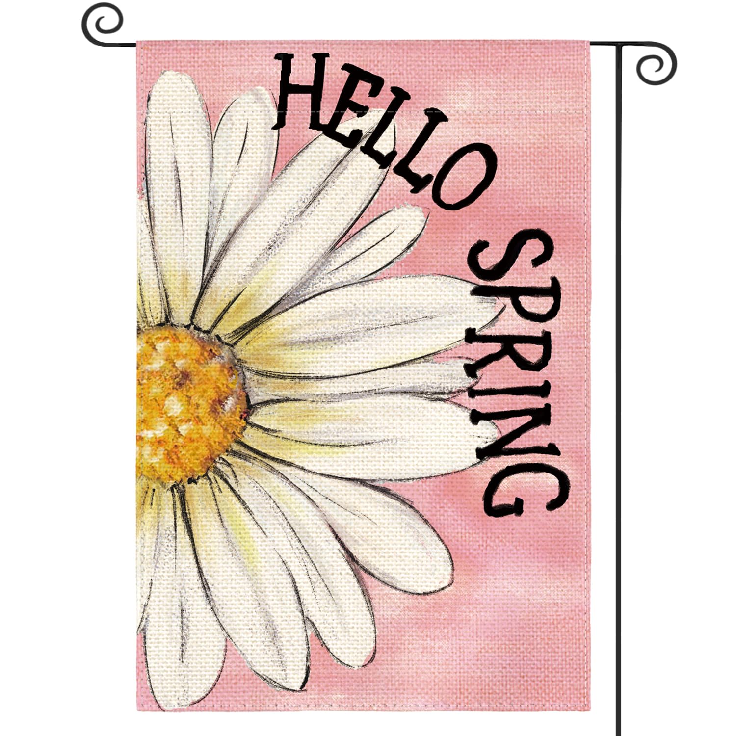 AVOIN colorlife Hello Spring garden flag with daisy design boosts curb appeal.