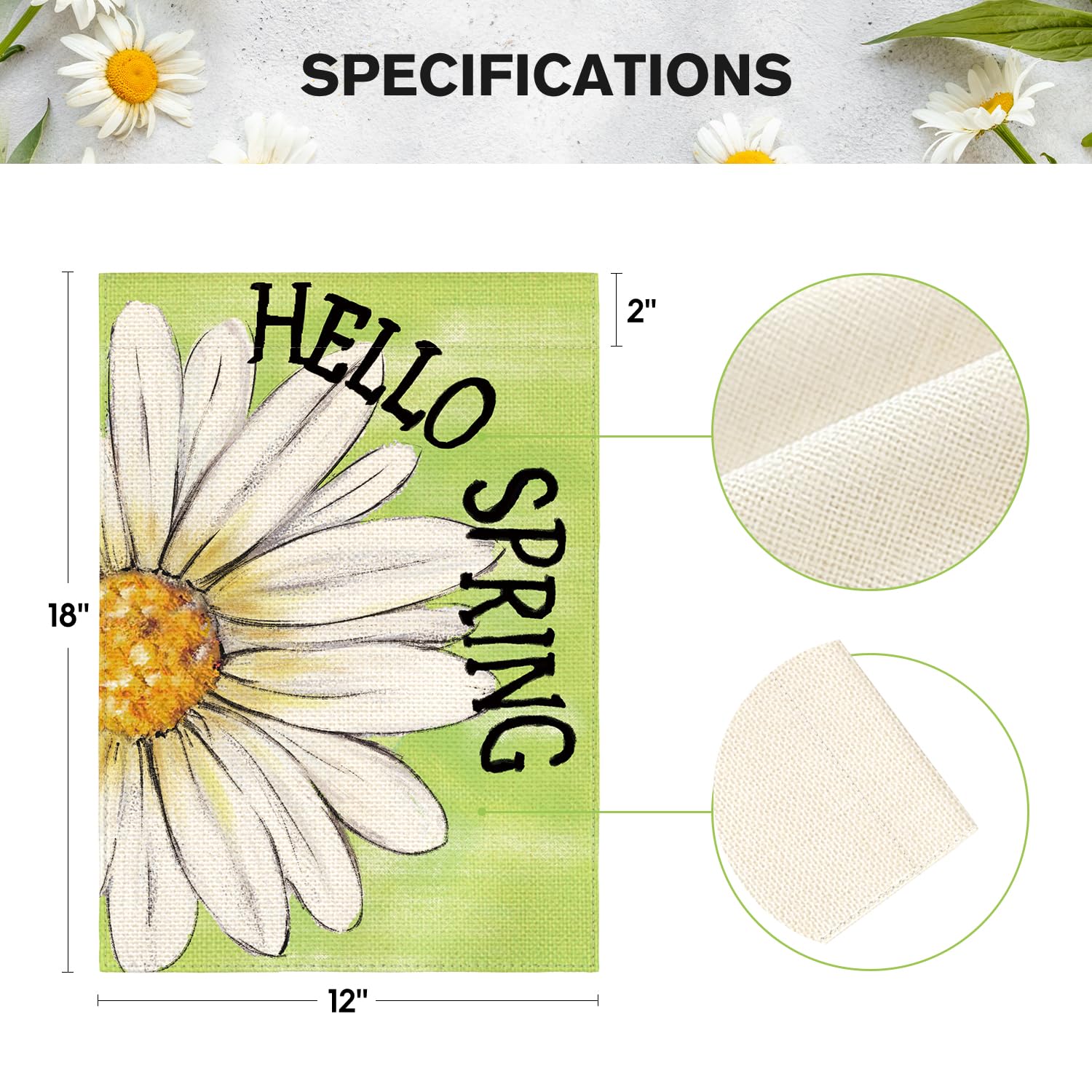 AVOIN colorlife Hello Spring Garden Flag garden decor is durable and machine washable.