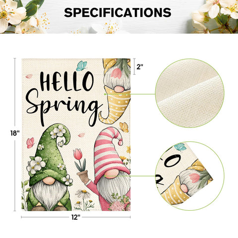 AVOIN colorlife Hello Spring Garden Flag polyester material stands up to outdoor use.