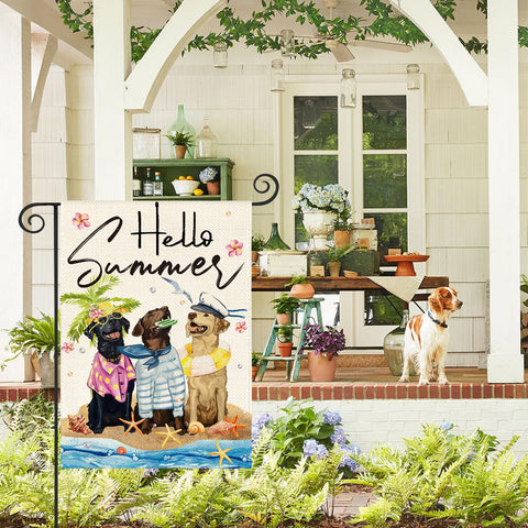 AVOIN colorlife Hello Summer flag back view mirrors the front design