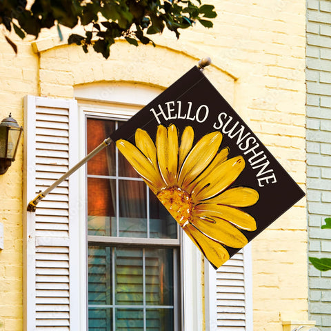 AVOIN colorlife Hello Sunshine flag back view showing double-sided print for outdoors