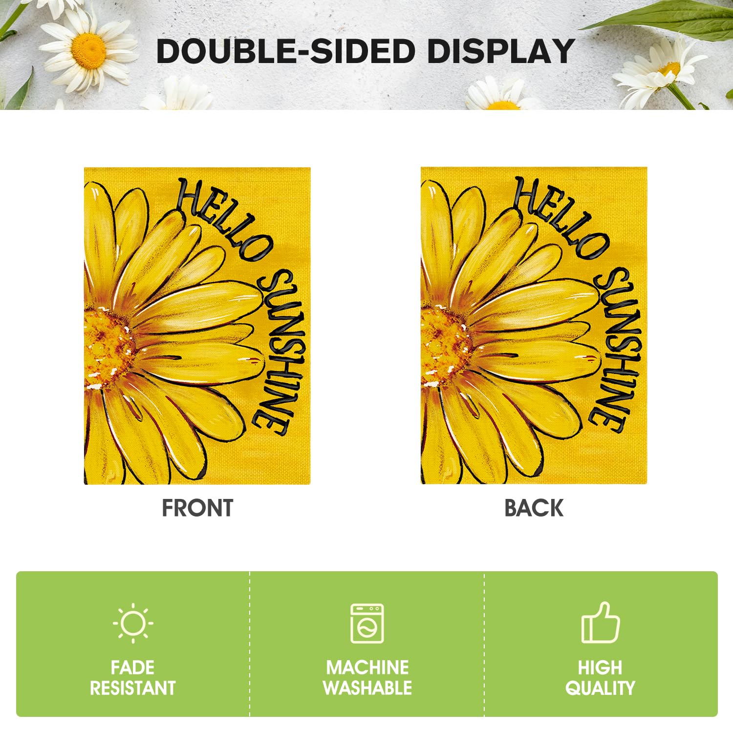 AVOIN colorlife Hello Sunshine flag breeze-friendly design for outdoor spaces.