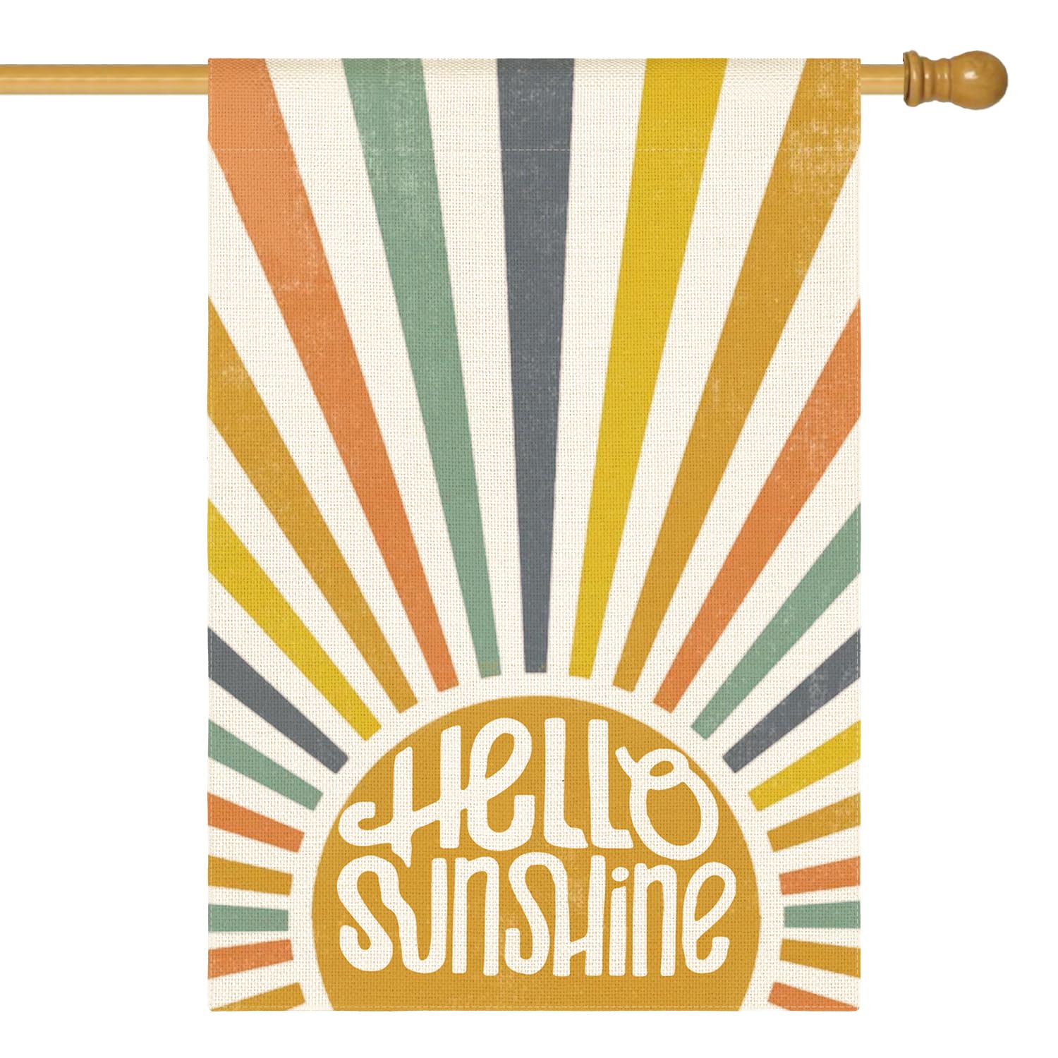 AVOIN colorlife Hello Sunshine flag front view, durable outdoor decor for porch and garden.