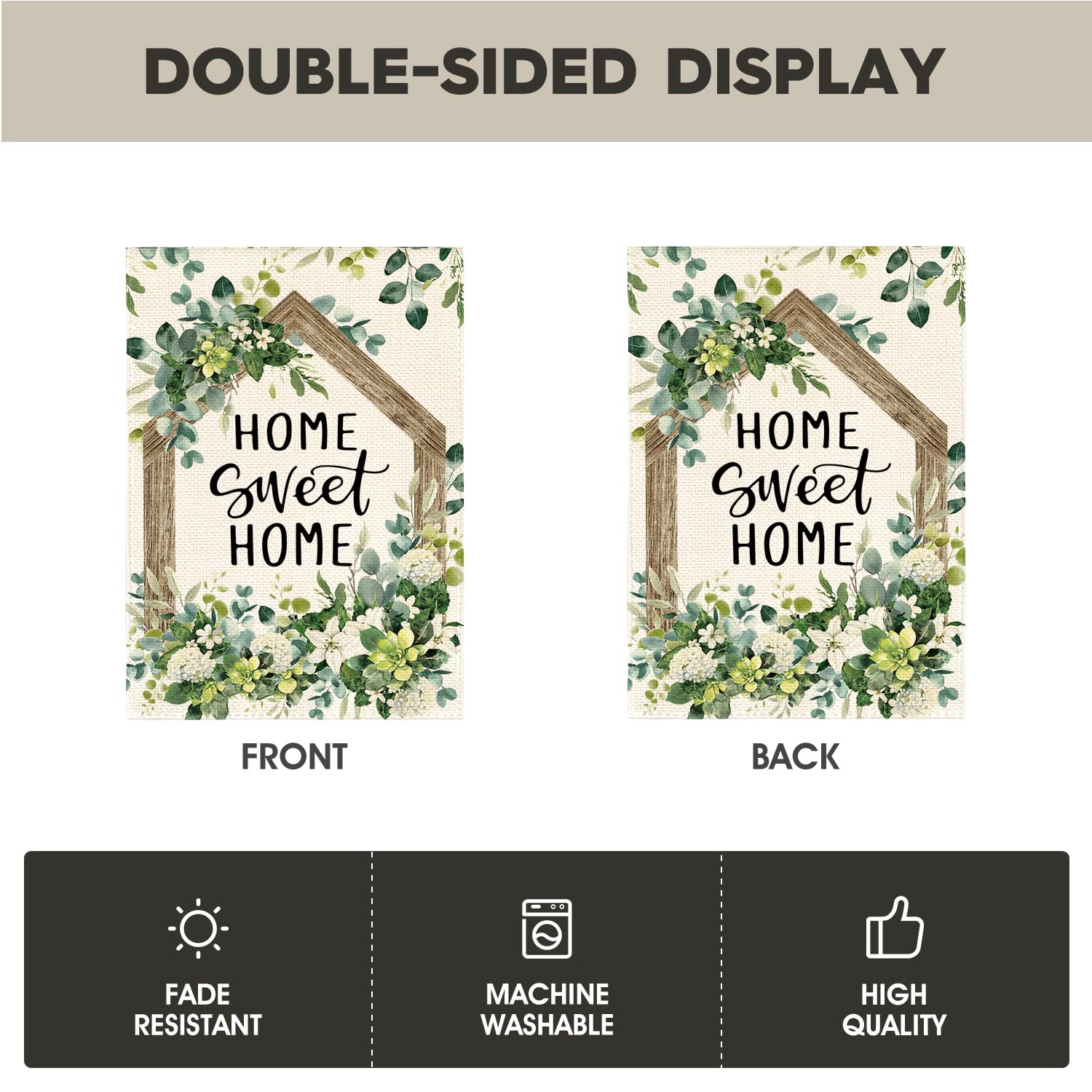 AVOIN colorlife Home Sweet Home flag machine washable for easy care