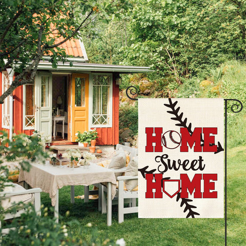 AVOIN Colorlife home sweet home flag vertical, welcomes guests on a porch.