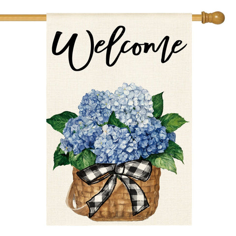 AVOIN colorlife Hydrangea flag front view for outdoor curb appeal.
