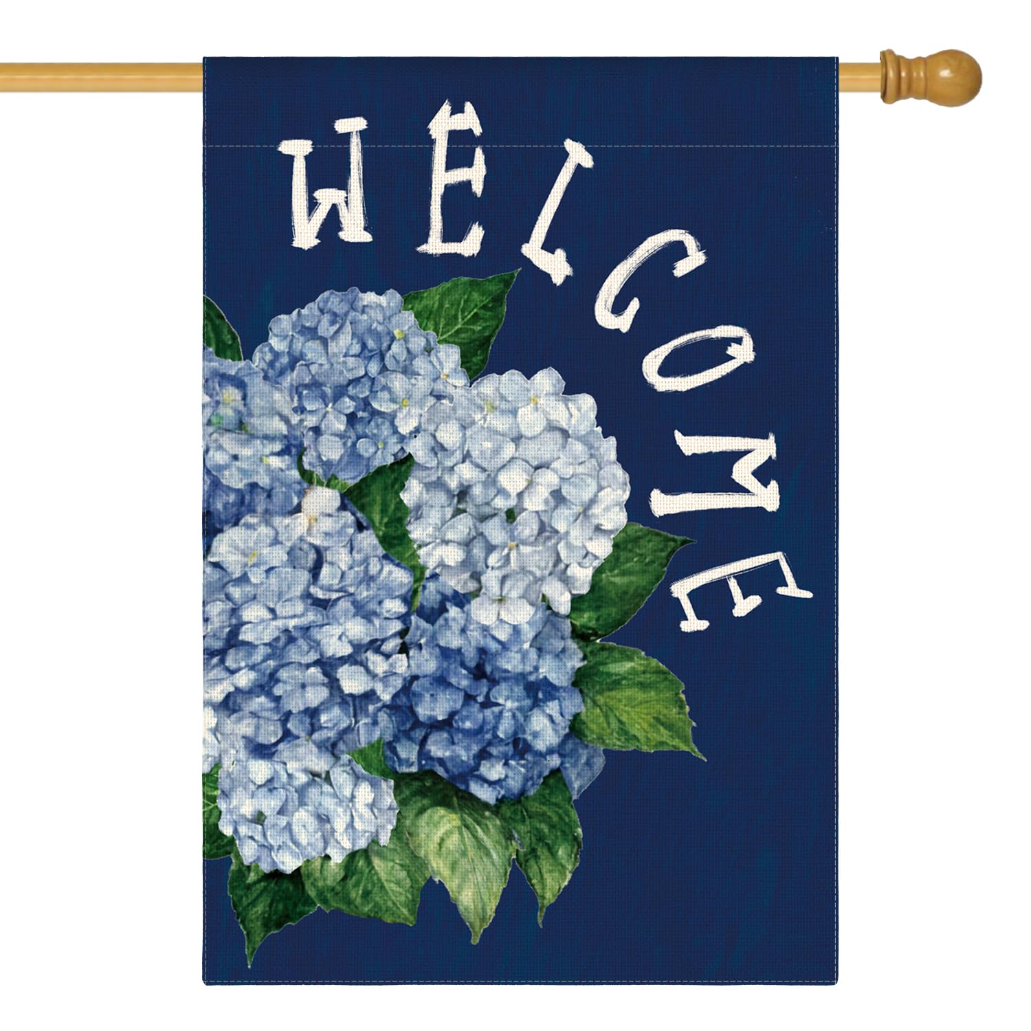 AVOIN colorlife Hydrangea flag greets guests on the porch with seasonal charm