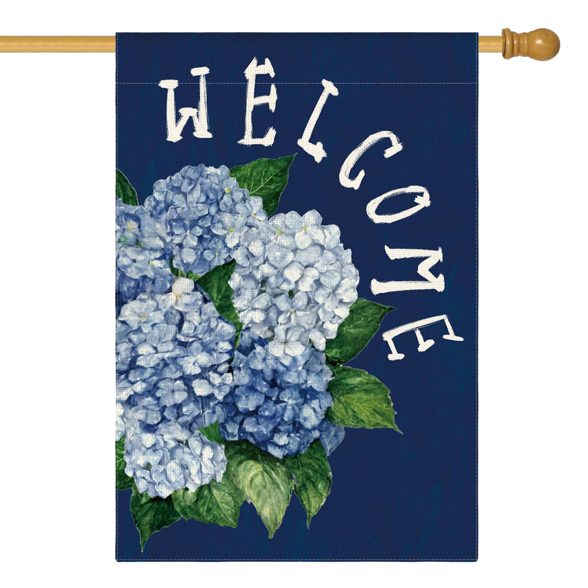 AVOIN colorlife Hydrangea flag greets guests on the porch with seasonal charm