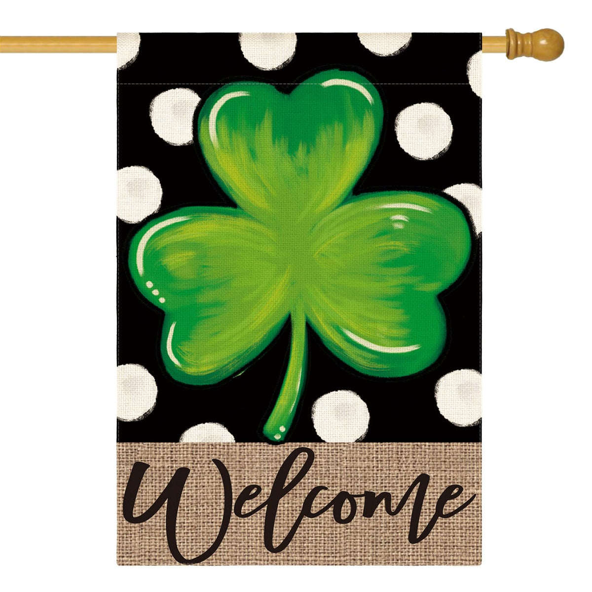 AVOIN colorlife Lucky Clover flag front view adds seasonal welcome to outdoor space.