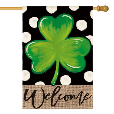 AVOIN colorlife Lucky Clover flag front view adds seasonal welcome to outdoor space.