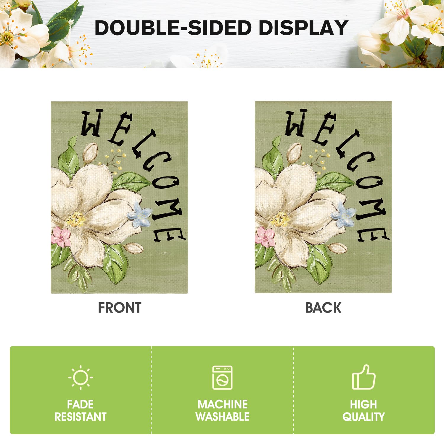 AVOIN colorlife magnolia spring flag features durable double stitching