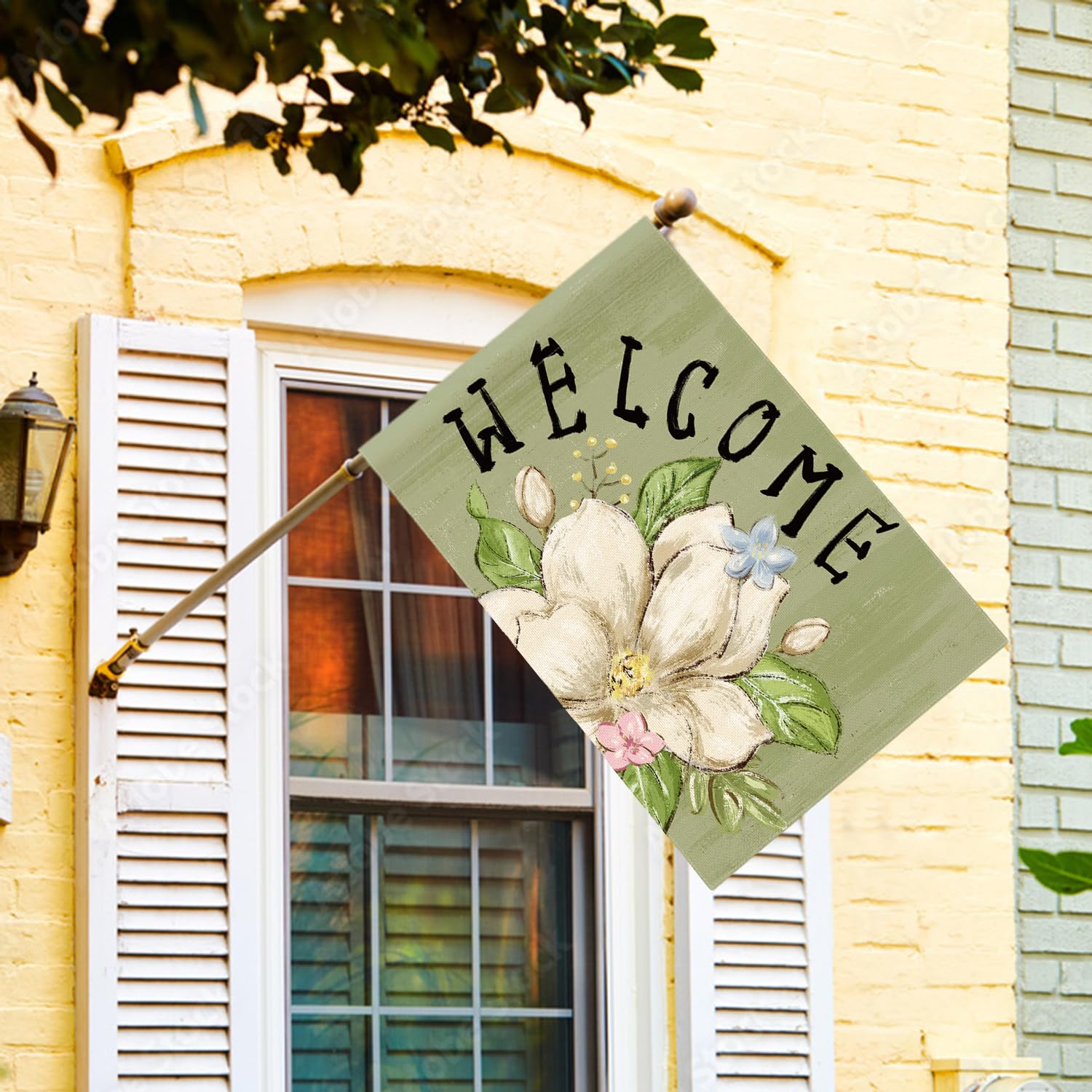 AVOIN colorlife magnolia spring flag double-sided design visible from both sides