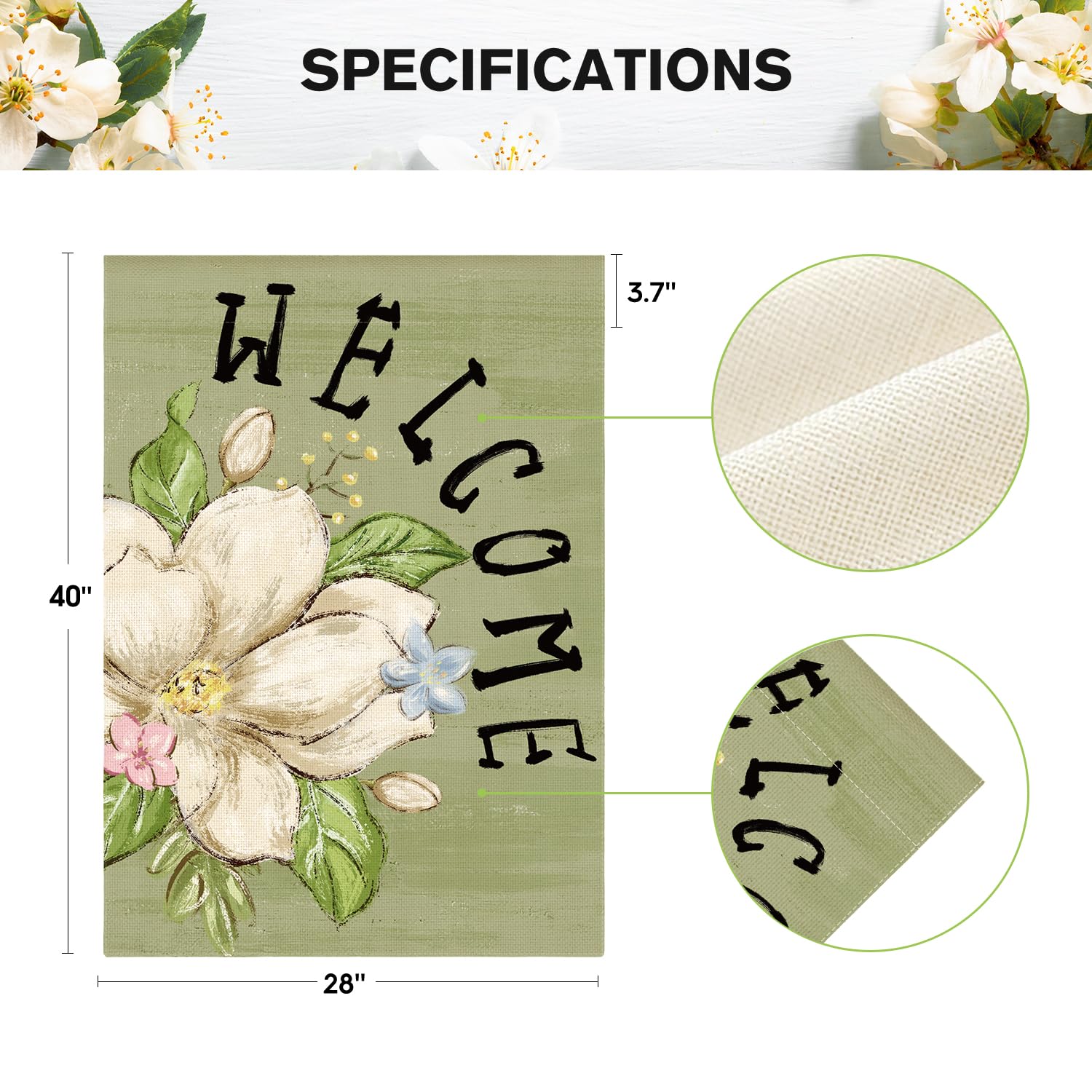AVOIN colorlife magnolia spring flag made of weather-resistant polyester