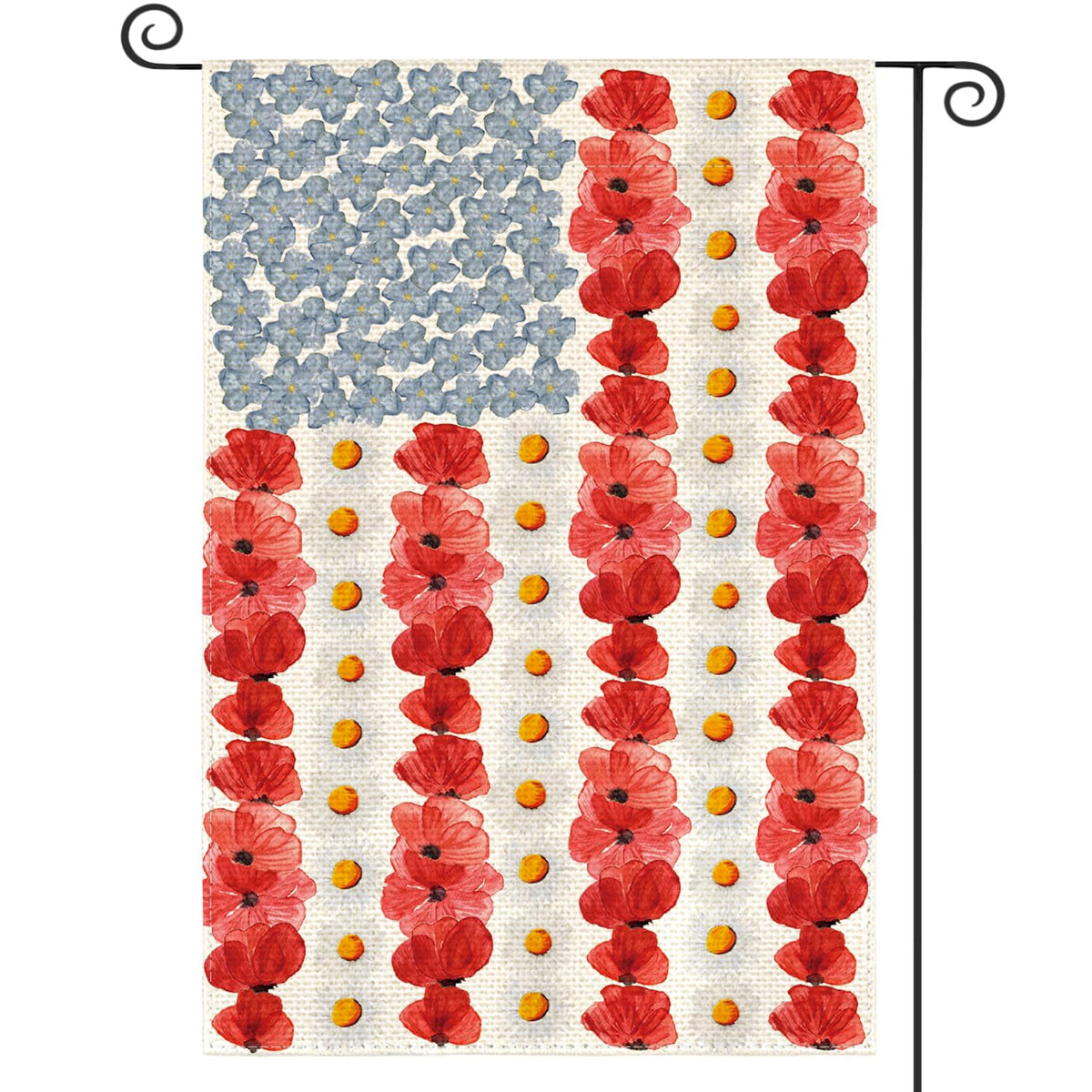 AVOIN colorlife Myosotis Poppy flag front view for outdoor garden decor