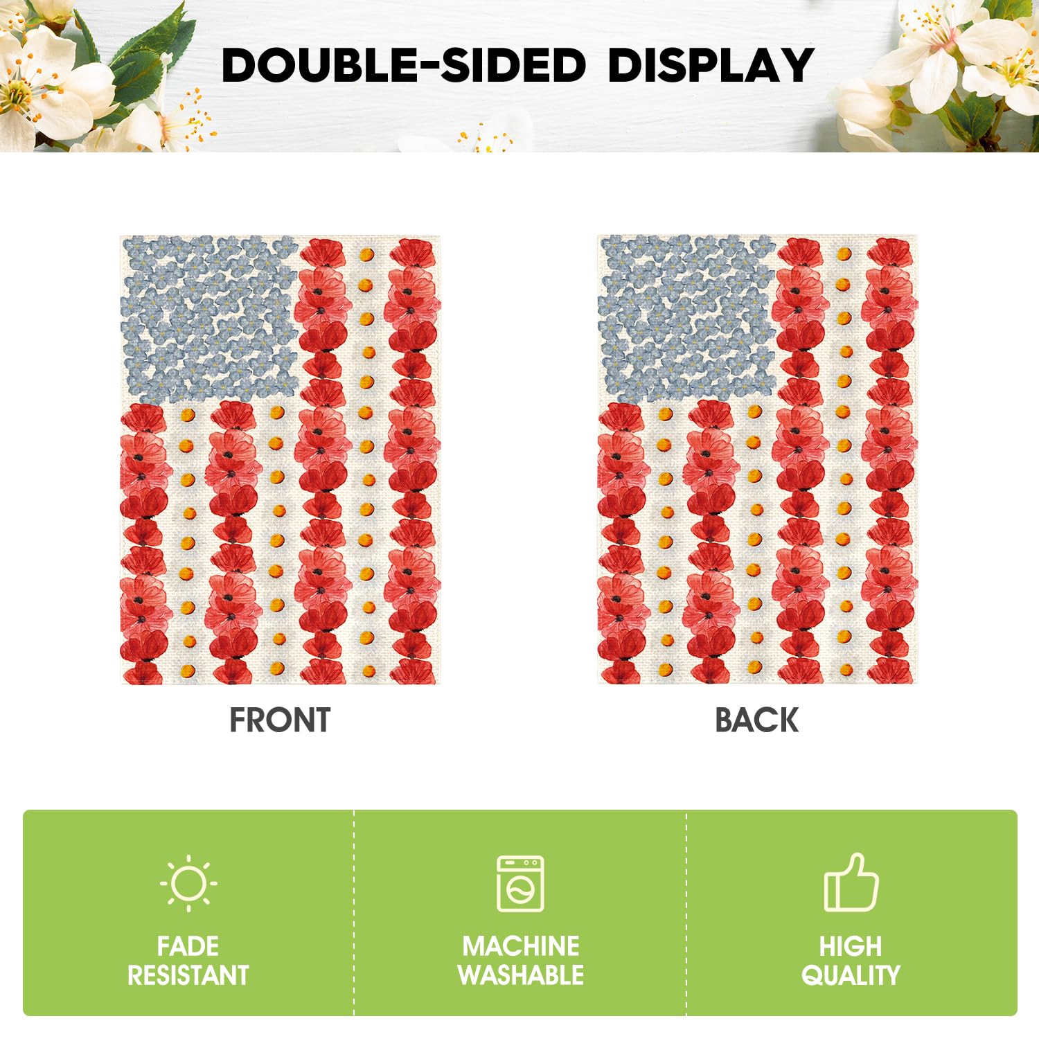AVOIN colorlife Myosotis Poppy flag fluttering in breeze creates yard ambiance