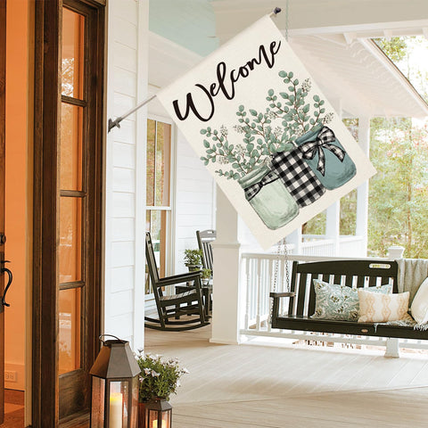 AVOIN colorlife outdoor flag displayed in garden and yard spaces
