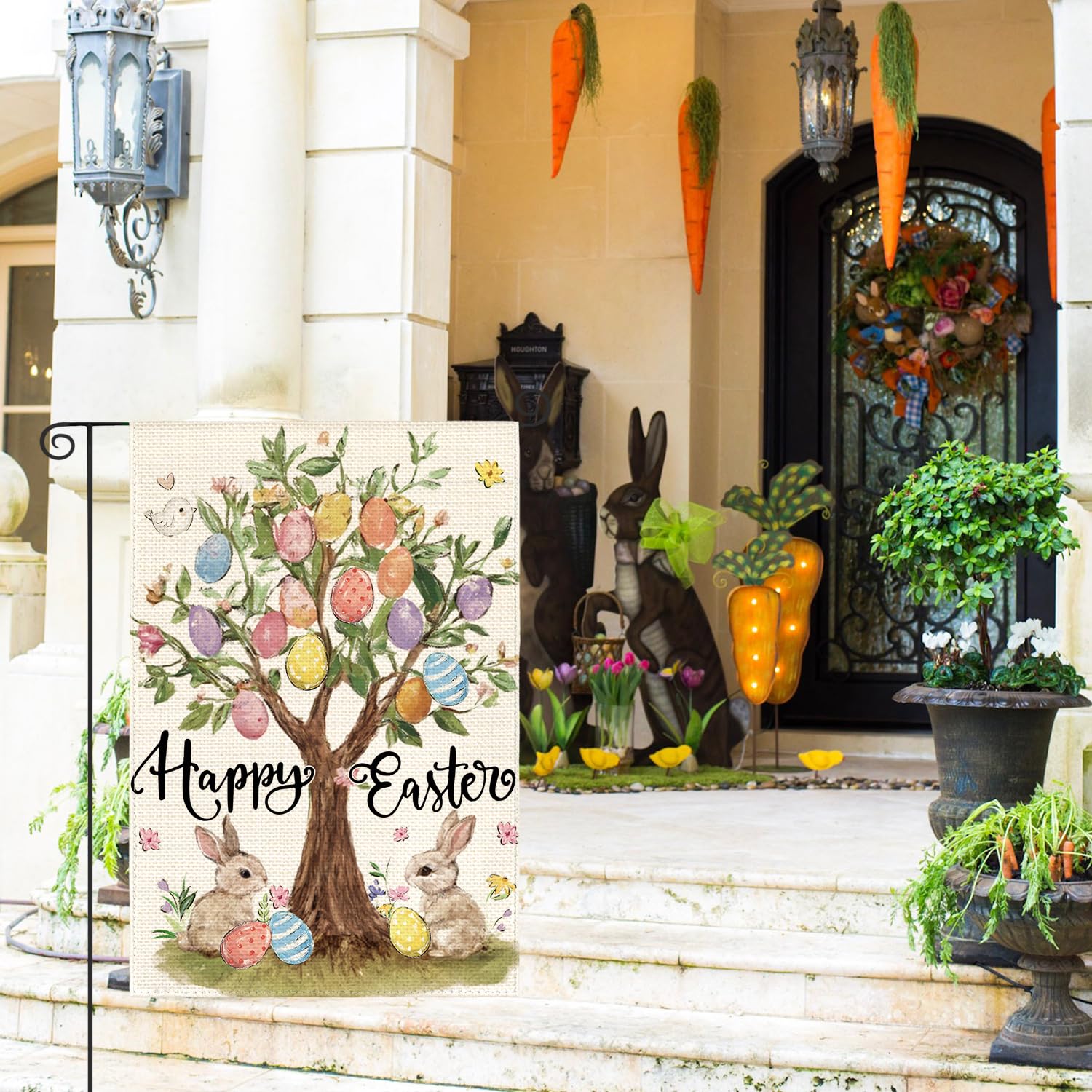 AVOIN colorlife outdoor flag, double-sided Easter design for clear viewing from both sides.
