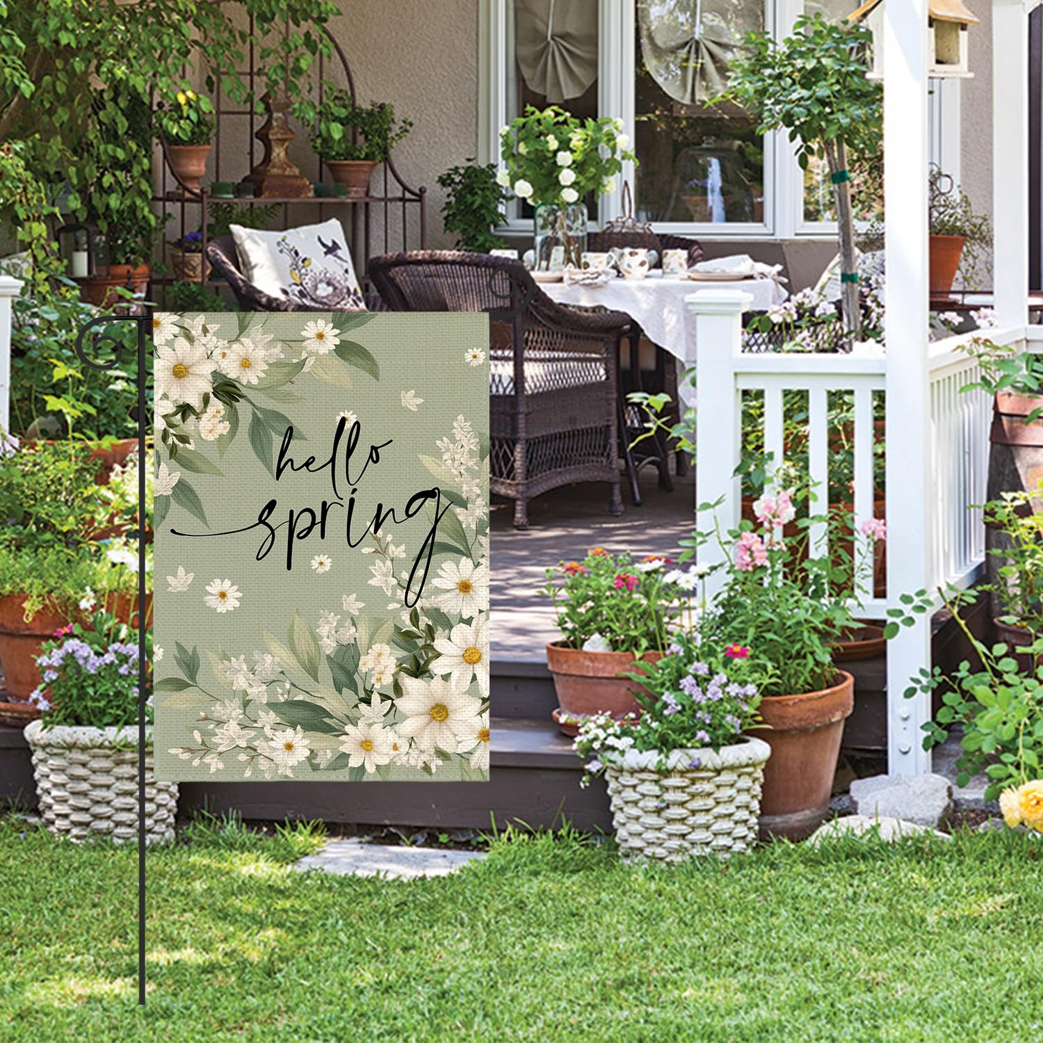 AVOIN colorlife Outdoor welcome flag is ideal for patios and porches.