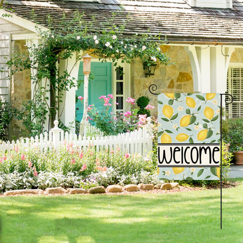 AVOIN colorlife Outdoor Welcome Flag, ideal patio decor that welcomes guests warmly.