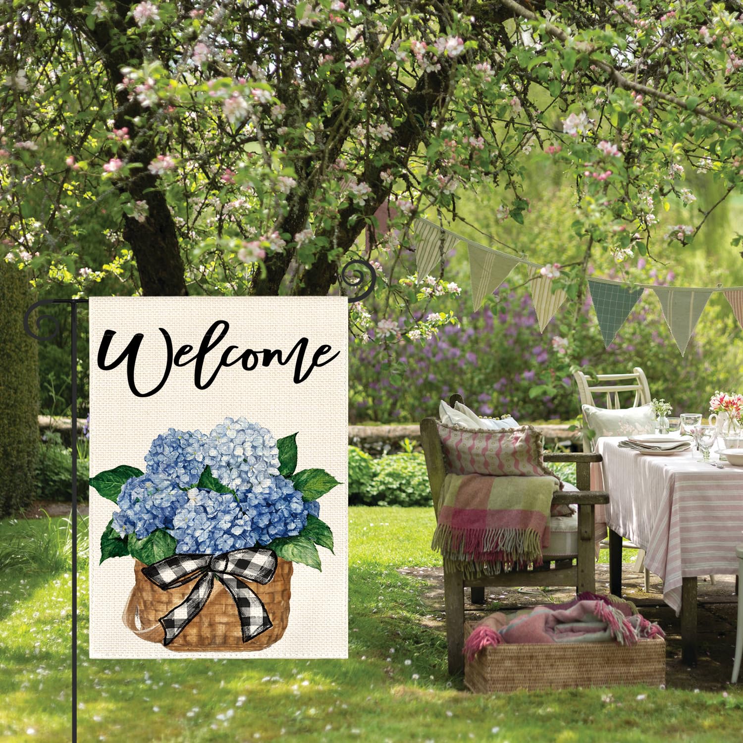 avoin colorlife hydrangea flag adds welcoming ambiance to patios and porches.