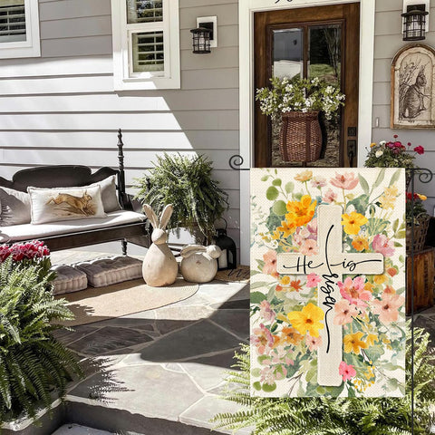 AVOIN colorlife porch flag showcases vibrant Easter design for outdoor warmth.