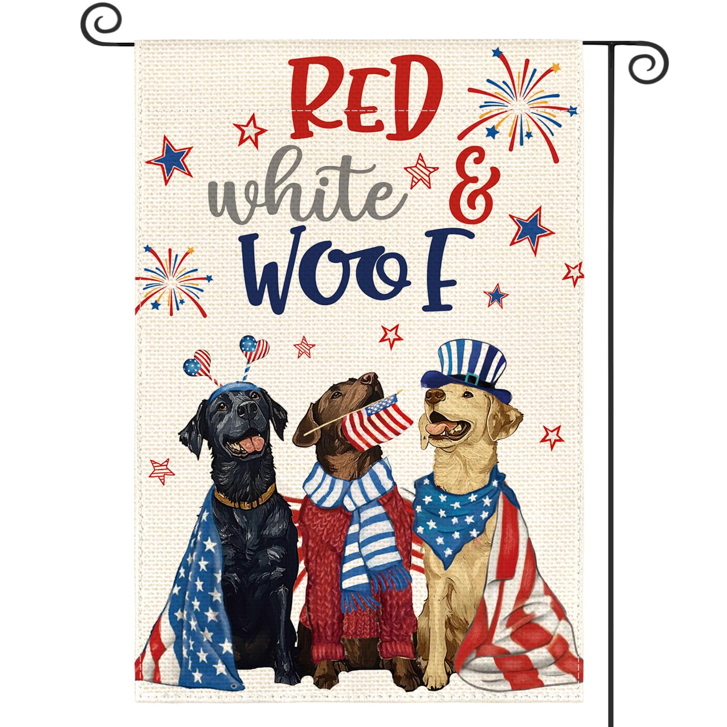 AVOIN colorlife patriotic dogs flag front view for outdoor porch decoration.