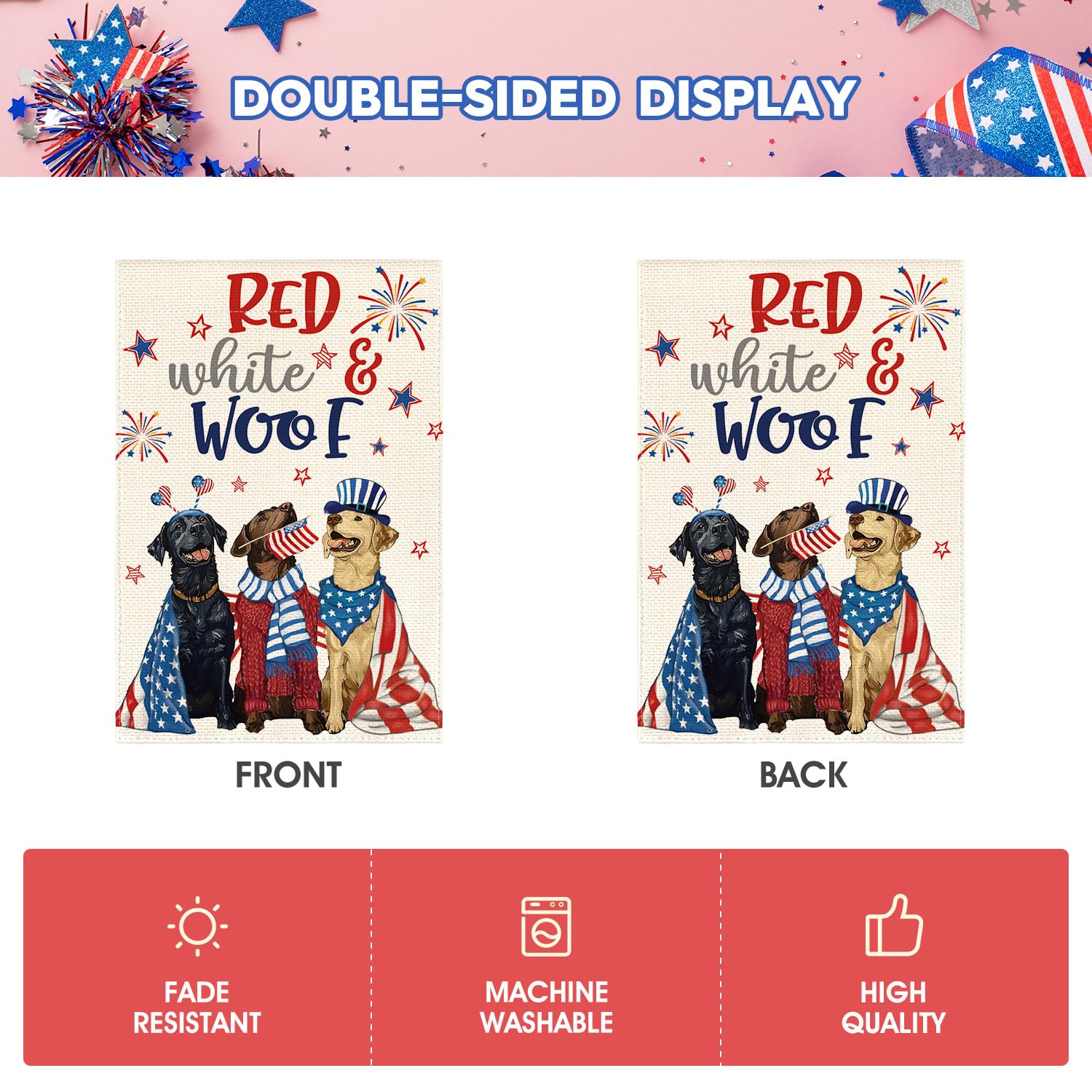 AVOIN colorlife patriotic dogs flag machine washable for easy care.