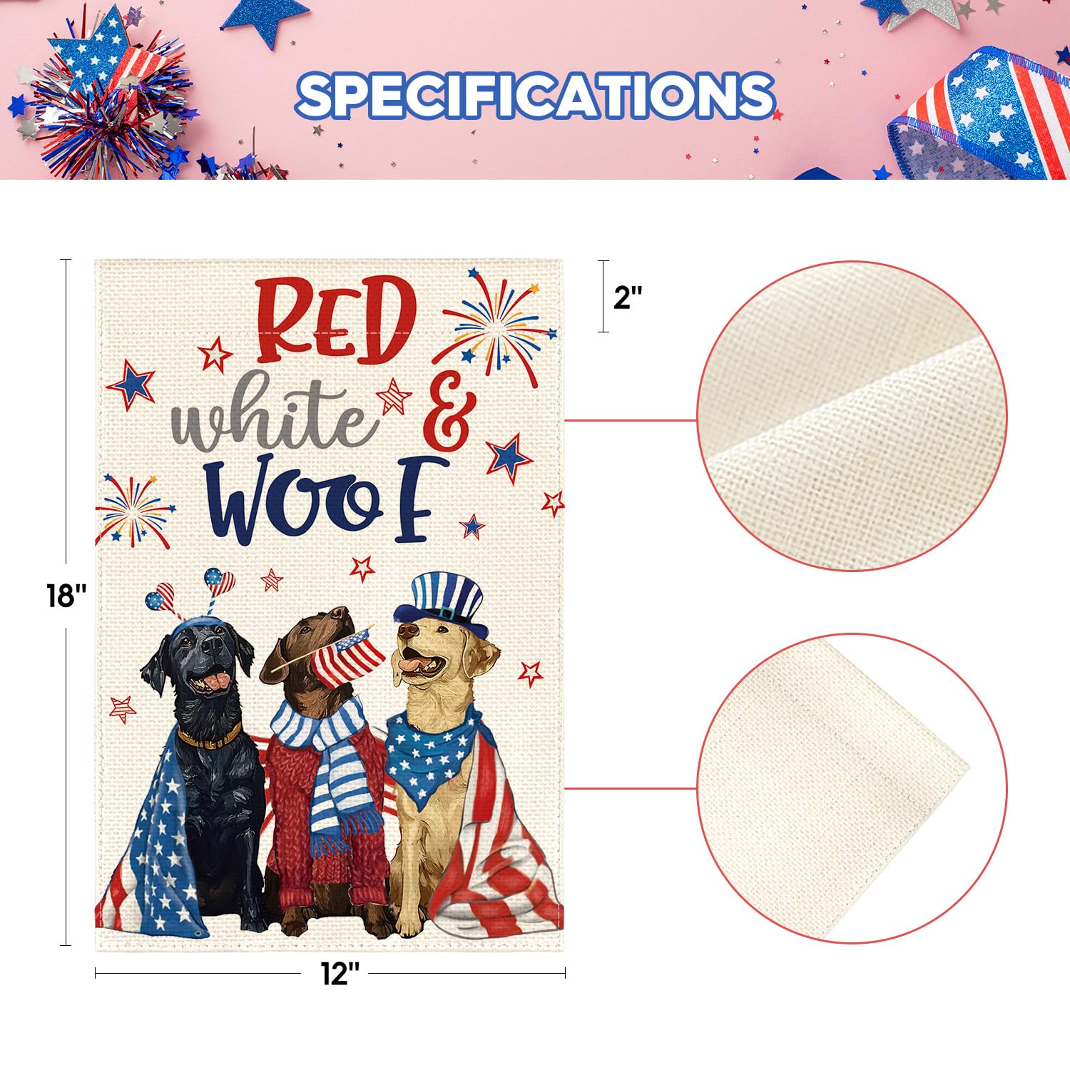AVOIN colorlife patriotic dogs flag weather resistant fabric for seasonal outdoor use.