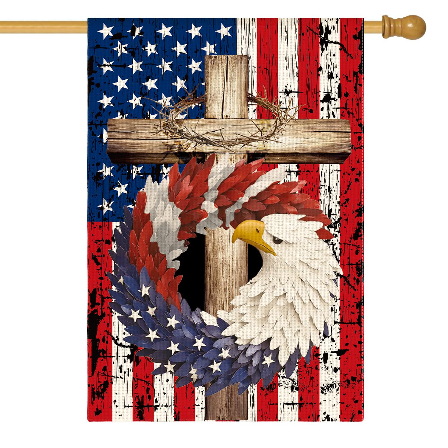 AVOIN colorlife patriotic eagle wreath flag front view for outdoor display