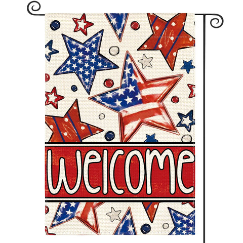AVOIN colorlife Patriotic flag front view with bold Stars and Stripes for outdoor welcome.