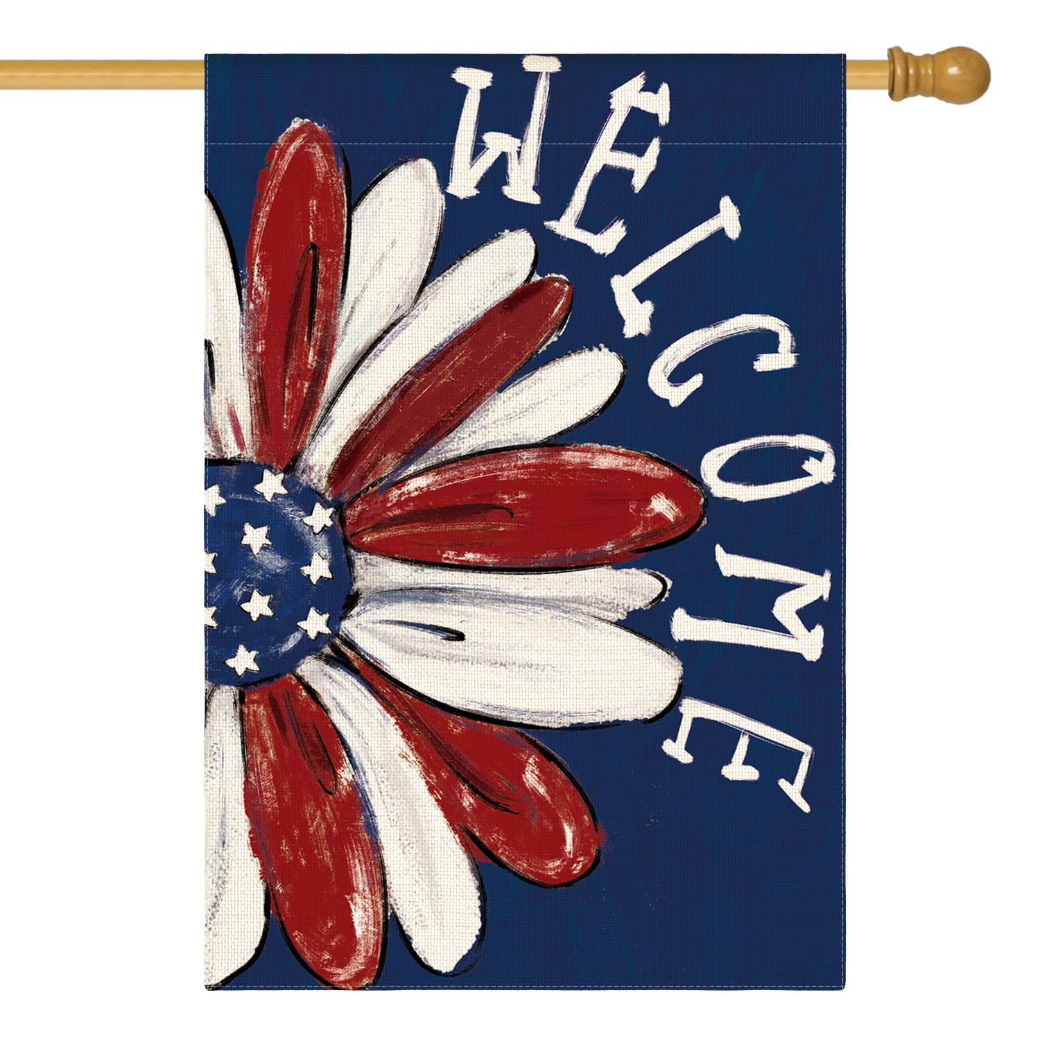 AVOIN colorlife patriotic flag 28x40 front view for curb appeal outdoors.