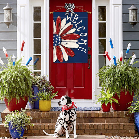 AVOIN colorlife patriotic flag 28x40 side view with double-sided readability.