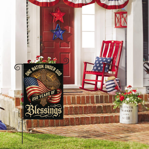 AVOIN colorlife patriotic flag on pole showcases durable double-sided design for year-round display.