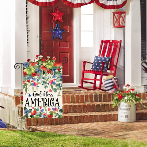 AVOIN colorlife patriotic garden flag 4th of July side view boosts curb appeal
