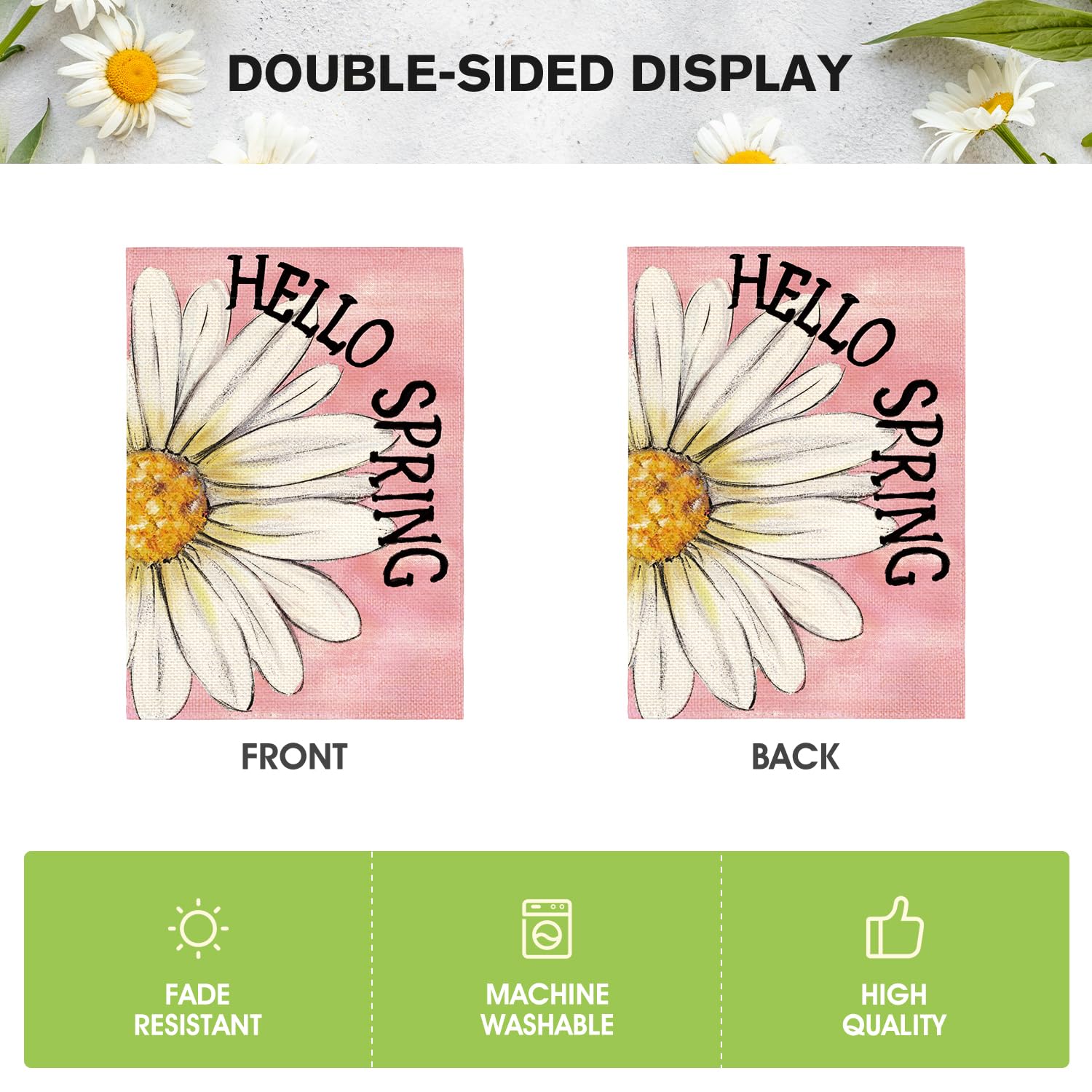 AVOIN colorlife Pink floral flag complements patios and porches with cheerful color.