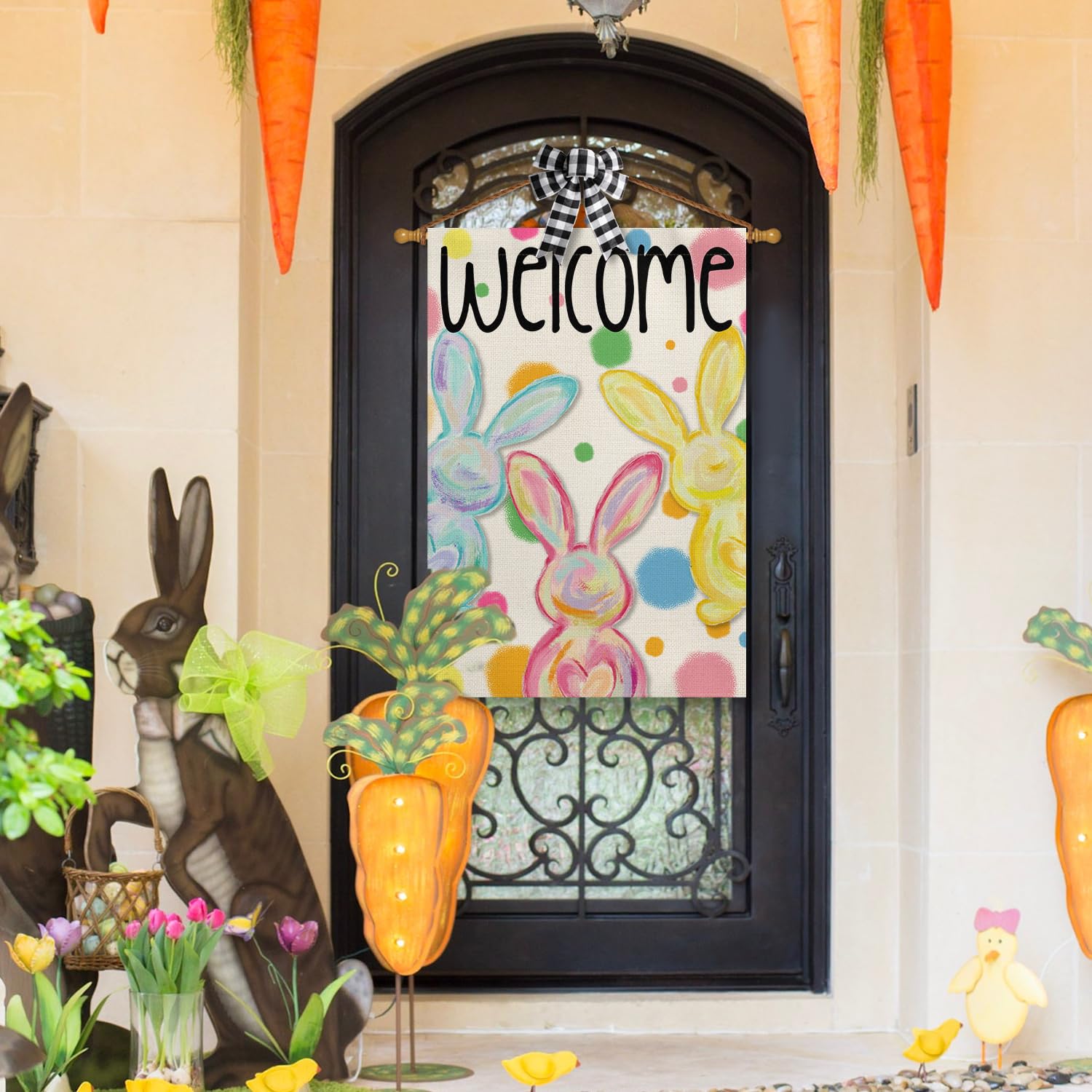 AVOIN colorlife polka dots yard flag adds cheerful curb appeal.