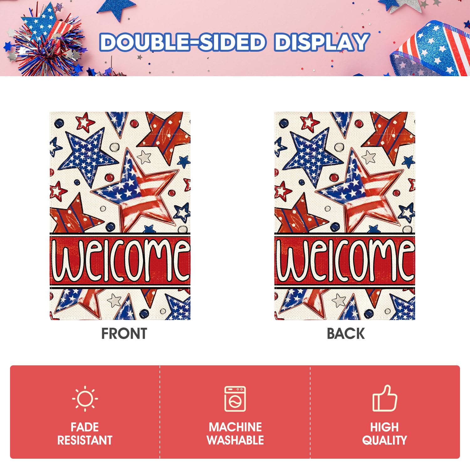 AVOIN colorlife Polyester garden flag material built for durability in weather.
