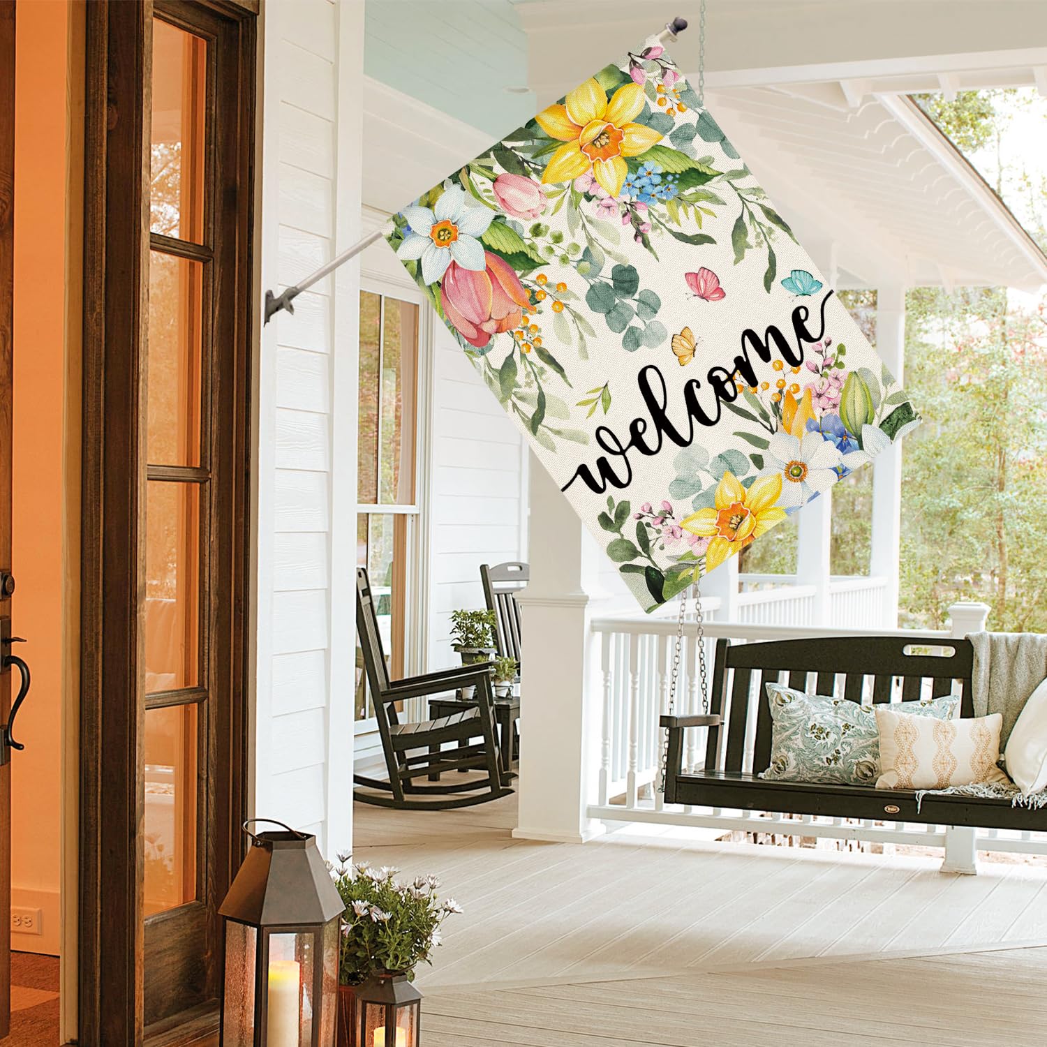 AVOIN colorlife porch flag on a stand for outdoor décor