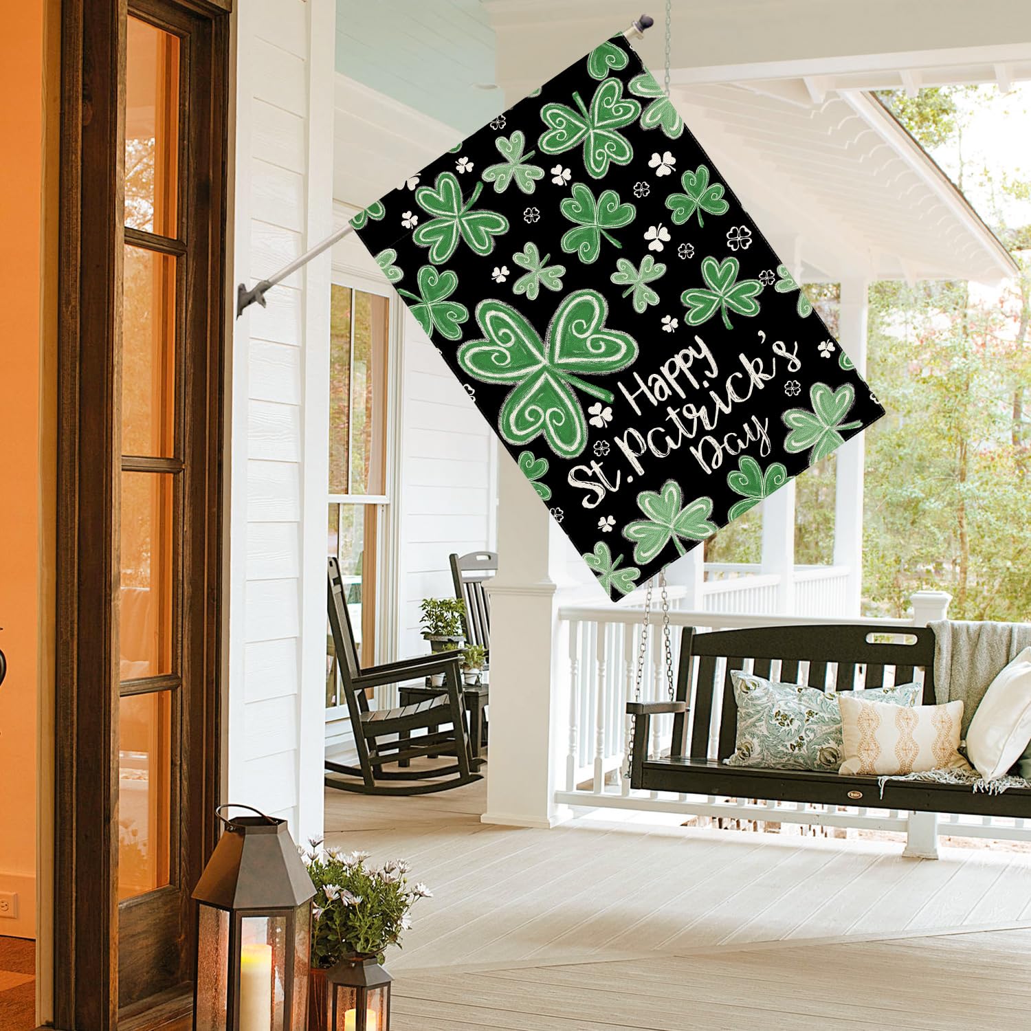 AVOIN colorlife Floral greens flag adds curb appeal to porch and garden